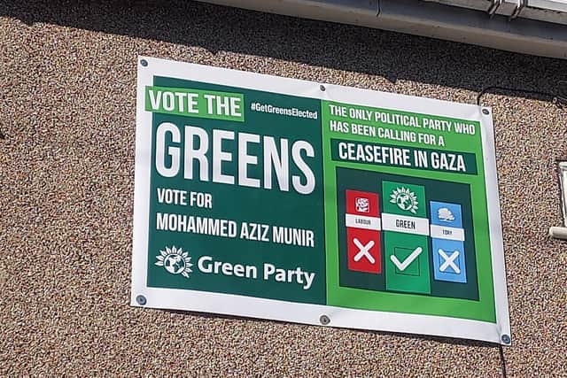 Greens campaign poster in Central ward