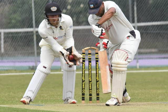 Ajaz Akhtar in batting action. Photo: David Lowndes.