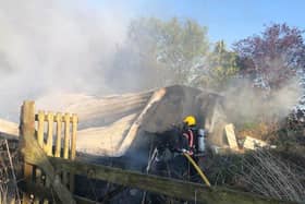 The fire closed the A605 for nearly four hours
