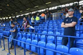 Safe standing area at the Weston Homes Stadium before Posh took on Morecambe. Photo: David Lowndes.