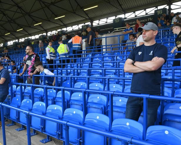 Safe standing area at the Weston Homes Stadium before Posh took on Morecambe. Photo: David Lowndes.