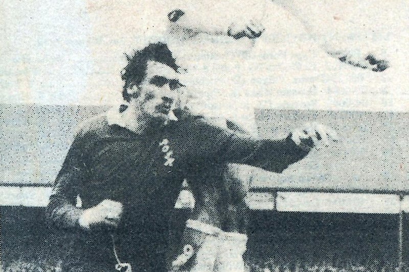 Leeds centre forward Joe Jordan outjumps Posh legend Chris Turner in 1974.