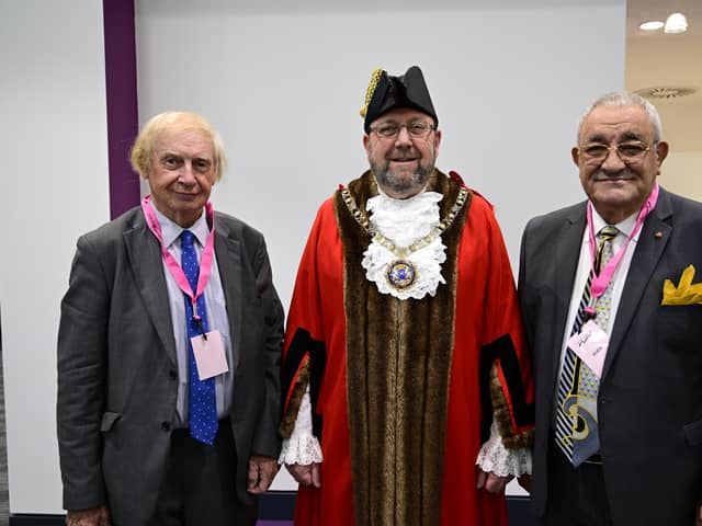 Peterborough City Council Honorary Alderman nominees with Mayor Chris Harper -  Jeremy Roberts (left) and Marco Cereste (right)