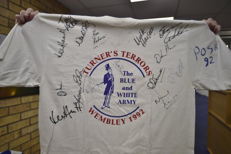 A shirt signed by the winning Wembley 92 team.