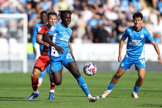 Mahamadou Susoho in action for Posh. Photo Joe Dent/theposh.com