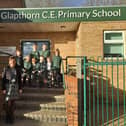 Glapthorn C of E Primary Headteacher, Mrs Coulthard with pupils 