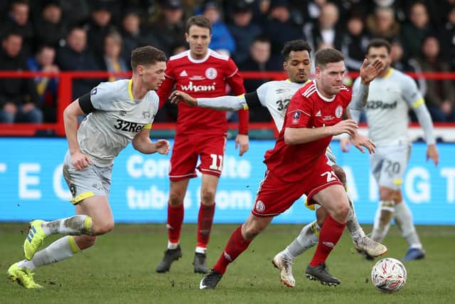 Billy Kee of Accrington Stanley playing against Derby County in 2019. Photo: Jan Kruger/Getty Images.