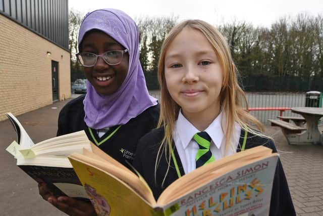 The Peterborough Drama Festival 2023l. Reading in the competition Isatou Sillah and Mia Volkovaite from Lime Academy Parnell