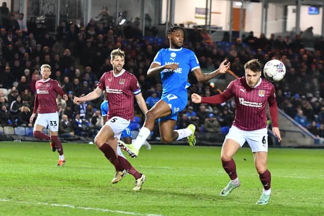 Ricky-Jade Jones in action for Posh against Northampton. Photo David Lowndes.