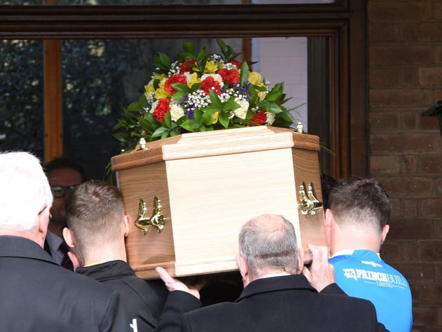 Funeral of local referee Robert Fielding at Peterborough Crematorium.