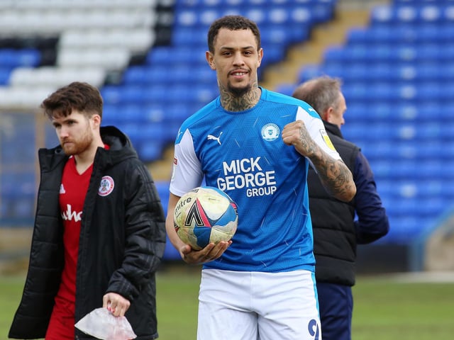 v Accrington Stanley, home, 27/03/21, 7-0. He scored twice in the first nine minutes and completed his hat-trick in the second-half. Sammie Szmodics scored twice in this game, a League One promotion season.