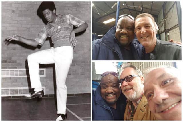 Trevor McPherson in his disco dancing days and starring on Storage Hunters with Phil Tuffnell (top) and  Vic Reeves and Bob Mortimer