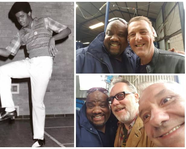 Trevor McPherson in his disco dancing days and starring on Storage Hunters with Phil Tuffnell (top) and  Vic Reeves and Bob Mortimer