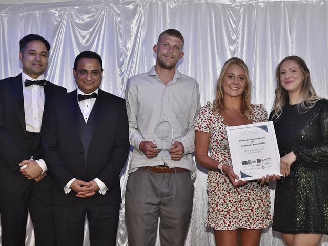 Community Partnership - Lewis Vernum from Project Abundance and runners-up Ortongate sports bar and Fanzone