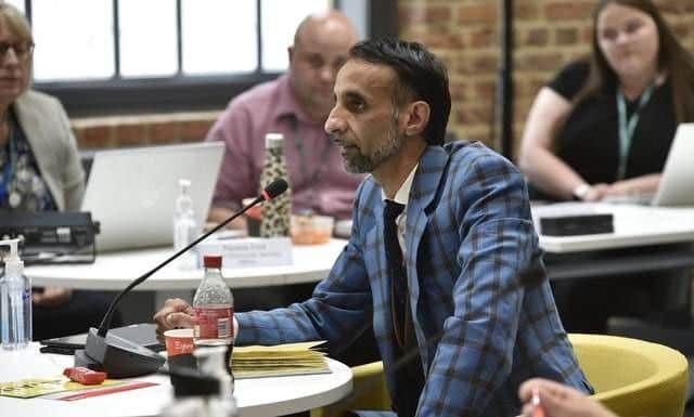 Peterborough City Councillor Labour leader Shaz Nawaz pictured at Full Council on 23 May (image: David Lowndes)