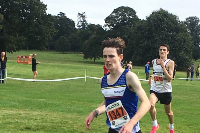 Thomas Preston during his historic run in the National Cross Country Championships.