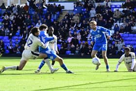 Matt Garbett scores for Posh v Burton. Photo David Lowndes