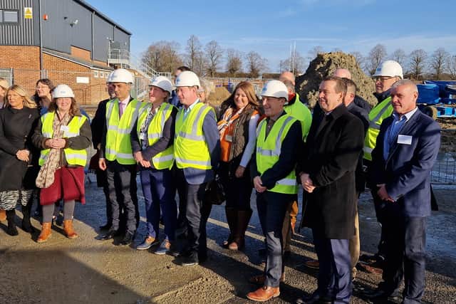 Guests at the start of construction work on Peterborough College's £13.5 million Centre for Green Technology.