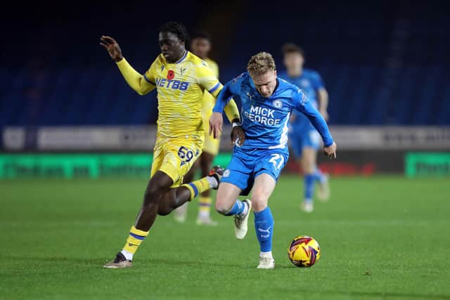 Jack Sparkes in action for Posh against Crystal Palace Under 21s.  Photo Joe Dent/theposh.com