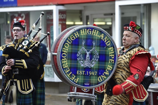 Royal British Legion Poppy Appeal launch at Bridge Street with the Peterborough Highland Pipe Band