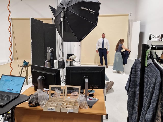 The creative studio section at Yours Clothing in Orton Southgate, in Peterborough - modelling for BadRhino