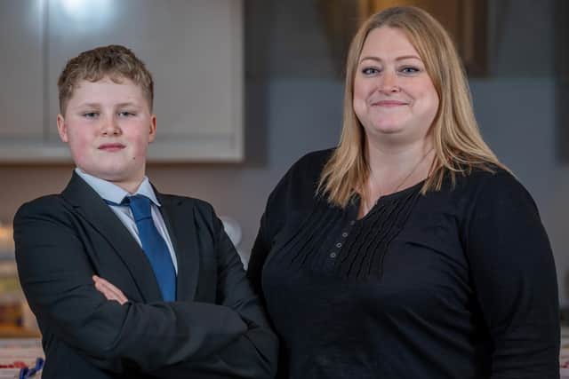 Luke Scotney, 11, with his mum and business partner Michelle Scotney, 40.