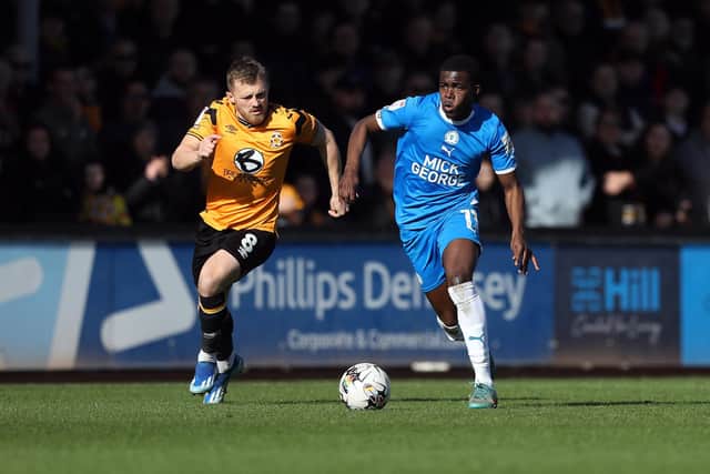 Kwame Poku in action for Posh at Cambridge. Photo Joe Dent/theposh.com