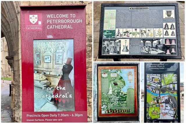 Some of the information boards to be found across the city