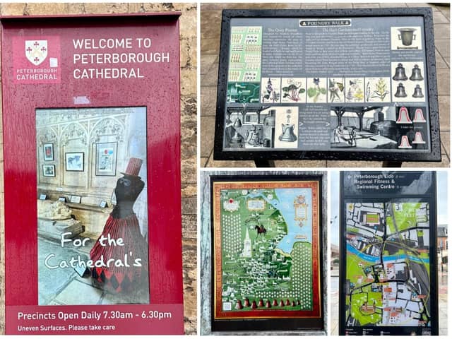 Some of the information boards to be found across the city