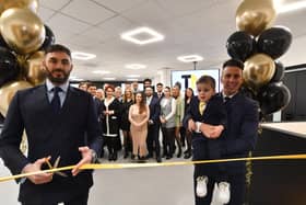 Chris Ruggiero and Joseph Valente with his son Joseph at the opening of the new TM Mastermind business at the Brightfield Business Hub