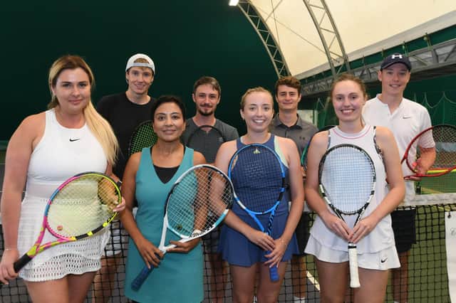 Some of the finalists at the City of Peterborough Tennis Club Championships. Alex Parker is second left on the back row.
