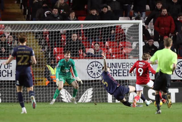 Jed Steer of Peterborough United keeps his eye on the action at Charlton. Photo: Joe Dent/theposh.com