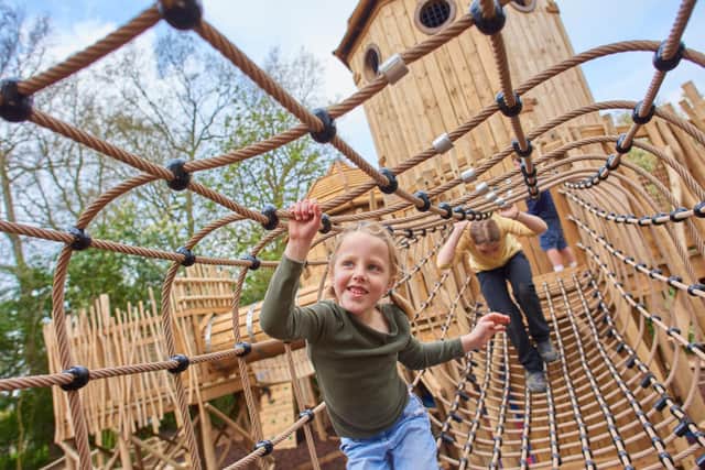Children can get stuck into exploring the park across a rope bridge and balancing trail.