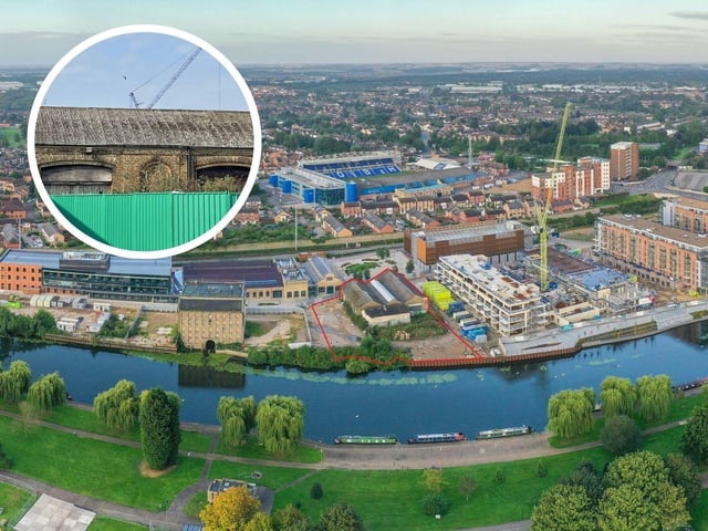 The Victorian rail shed at Fletton Quays, Peterborough, which is earmarked for use by Peterborough City Council as a food and drinks hub as the part of The Vine project. To its left is the Whitworth Mill site, which is set to be converted into apartments as part of a separate project by privately owned business Lioncross.