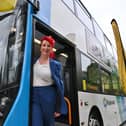 Secretary of State for Transport Louise Haigh on the bus at ARU Peterborough