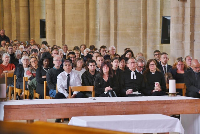 A large number of people gathered to watch the State Funeral at the Cathedral