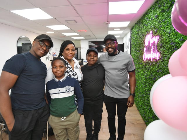 Tosin at her Mum's Sensations African Restaurant at Park Road with her family Alfred, David, Emmanuel and Samuel.