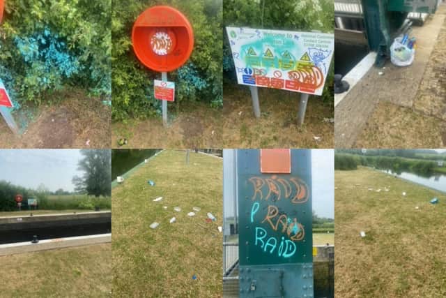 Examples of anti-social behaviour at Alwalton Lock. Photos: PT reader.