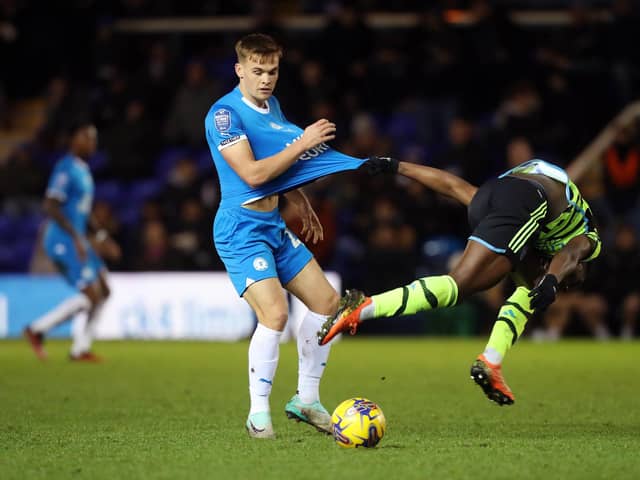 Archie Collins in action for Posh against Arsenal Under 21s. Photo: Joe Dent/theposh.com.