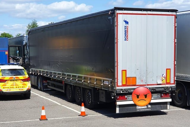 This HGV driver was seen by officers on his mobile phone.