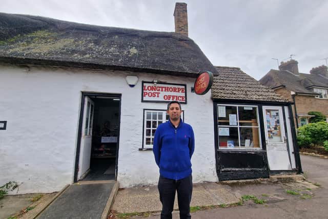 Mohammed Arif outside of Longthorpe Post Office.