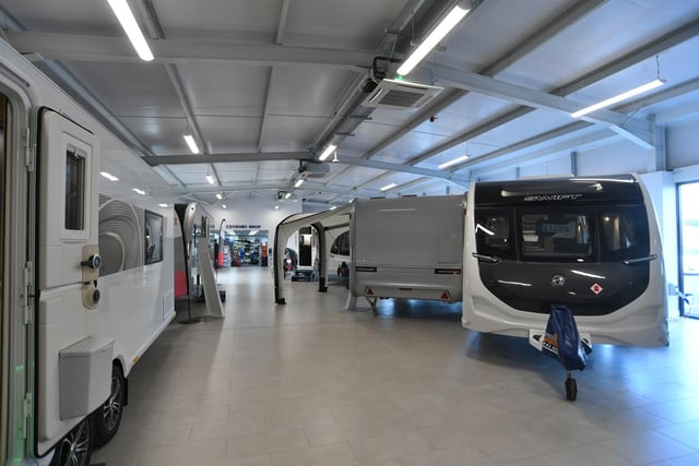 Some of the caravans in the new showroom.
