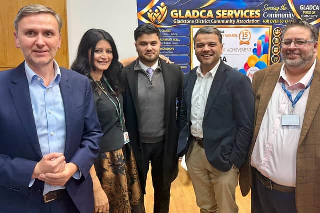 AGM of community organisation Gladca (l to r - Andrew Pakes, MP for Peterborough, Councillor Shabina Qayyum, leader of Peterborough City Council, Councillor Numan Ali Iqbal, cabinet member for growth and regeneration at Peterborough City Council, Councillor Amjad Iqbal, Councillor Mohammed Jamil, cabinet member for finance and corporate governance at Peterborough City Council)