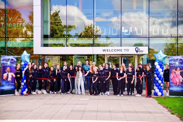 Staff and students at the opening of the new Peterborough Performing Arts College, based at the city's Key Theatre