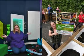 Michelle King in the Little Miracles sensory room (left) and Up The Garden bath building a new garden for residents of Lincoln House (right).
