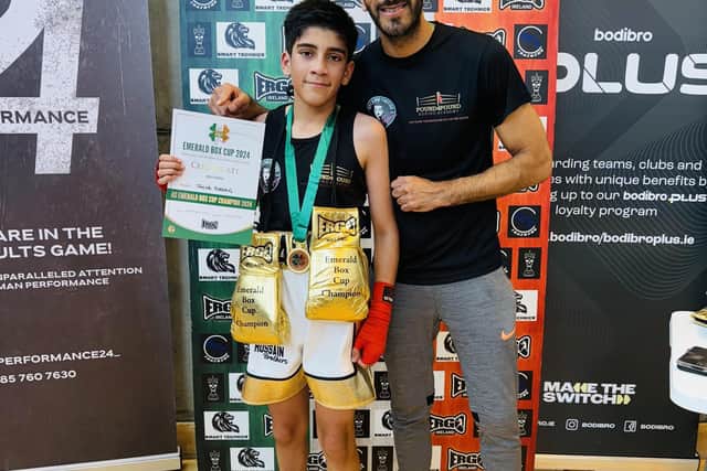 Jacob Hussain with proud coach Omar Shaheen.