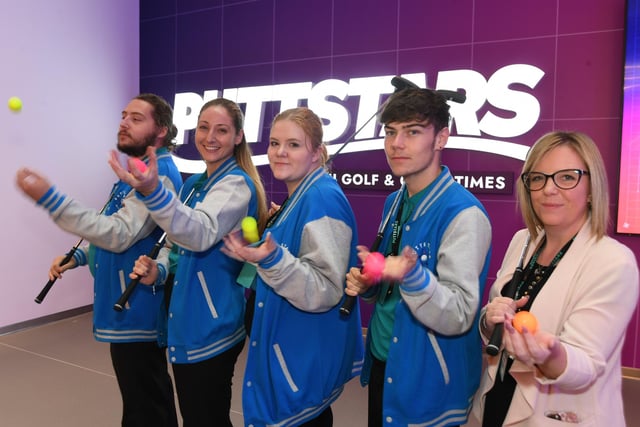 Staff at the opening of Puttstars at the Queensgate Shopping Centre in Peterborough.