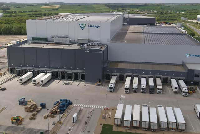 An aerial view of Lineage Logistics' new South East Superhub in Peterborough - a fully-automated cold storage warehouse creating 230 jobs.