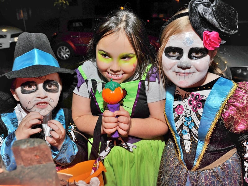 Taken in 2017. Halloween House at Bringhurst, Orton Goldhay. Young "treaters" Joshua Norman, Katlin Fraser and Kaitlin Norman