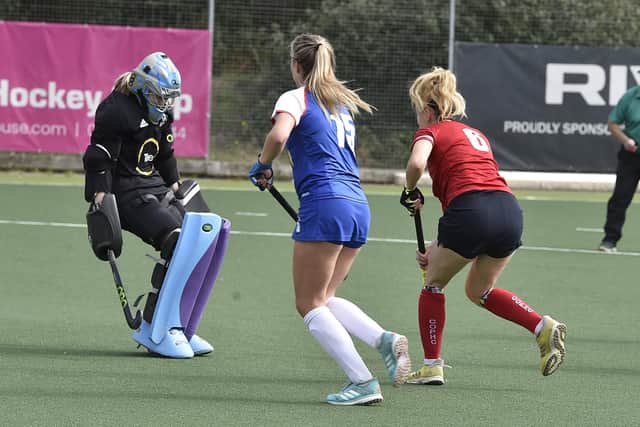 Action from City of Peterborough Ladies v Bishop's Stortford. Photo: David Lowndes.